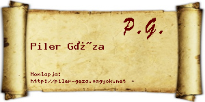 Piler Géza névjegykártya